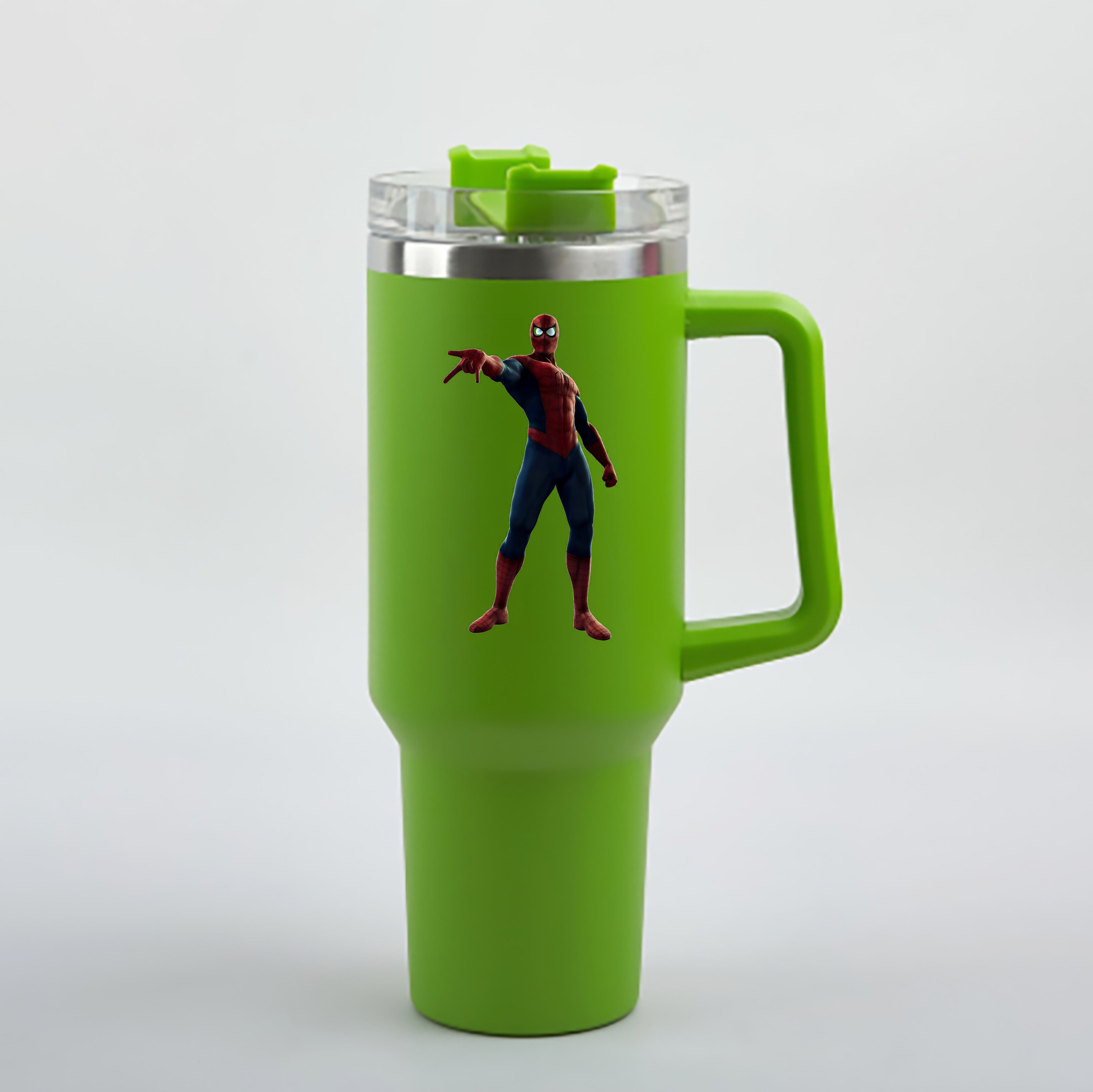 （画像用） Spider Man スパイダーマン 1200mL車用タンブラー - クリスタルステッカー（プラスチックストロー付き）